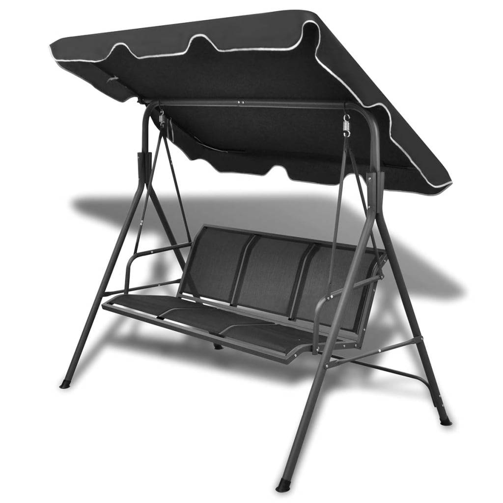 vidaXL Hollywoodschaukel mit Dach Schwarz-0