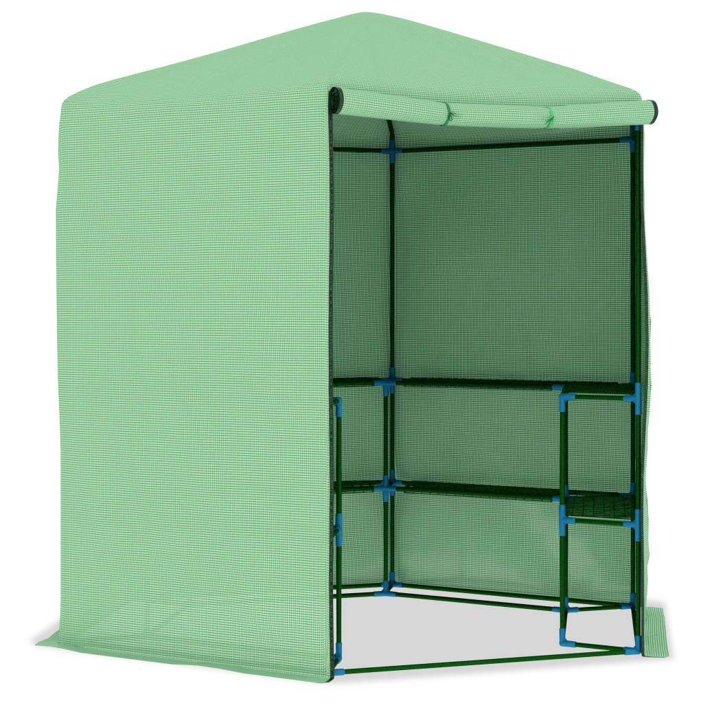 vidaXL Gewächshaus mit Ablagen Stahl 227x223 cm-0