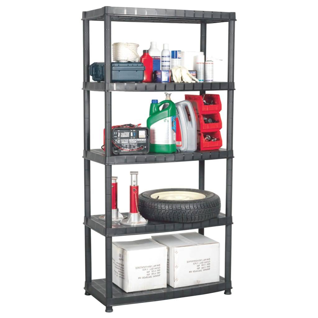 vidaXL Lagerregal 5-Tier Schwarz 91,5x45,7x185 cm Kunststoff