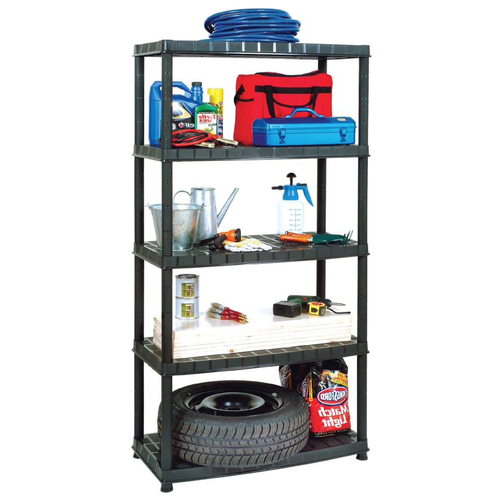 vidaXL Lagerregal 5-Tier Schwarz 85x40x185 cm Kunststoff-4