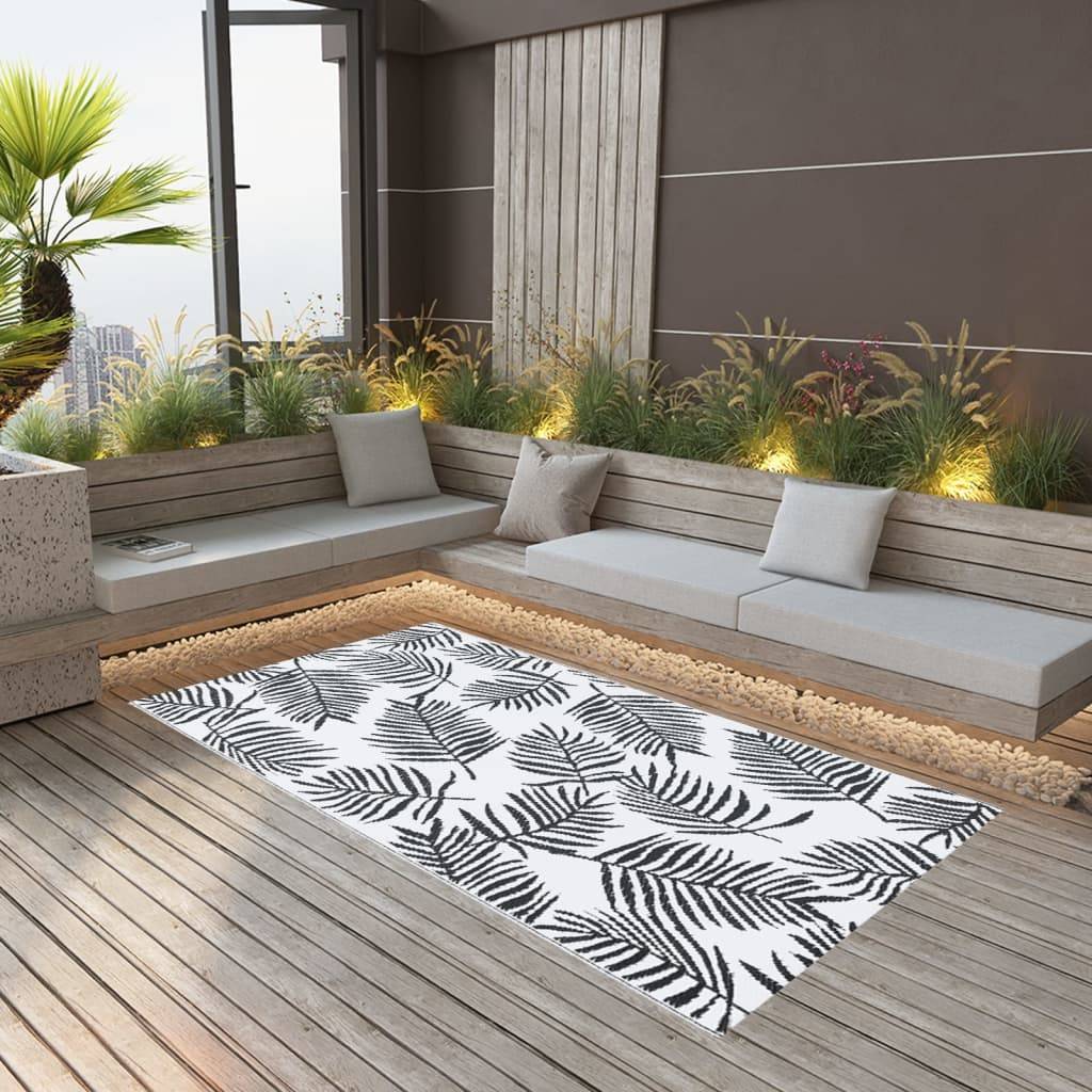 vidaXL Outdoor-Teppich ARAKIL Weiß und Schwarz 120x180 cm PP-4