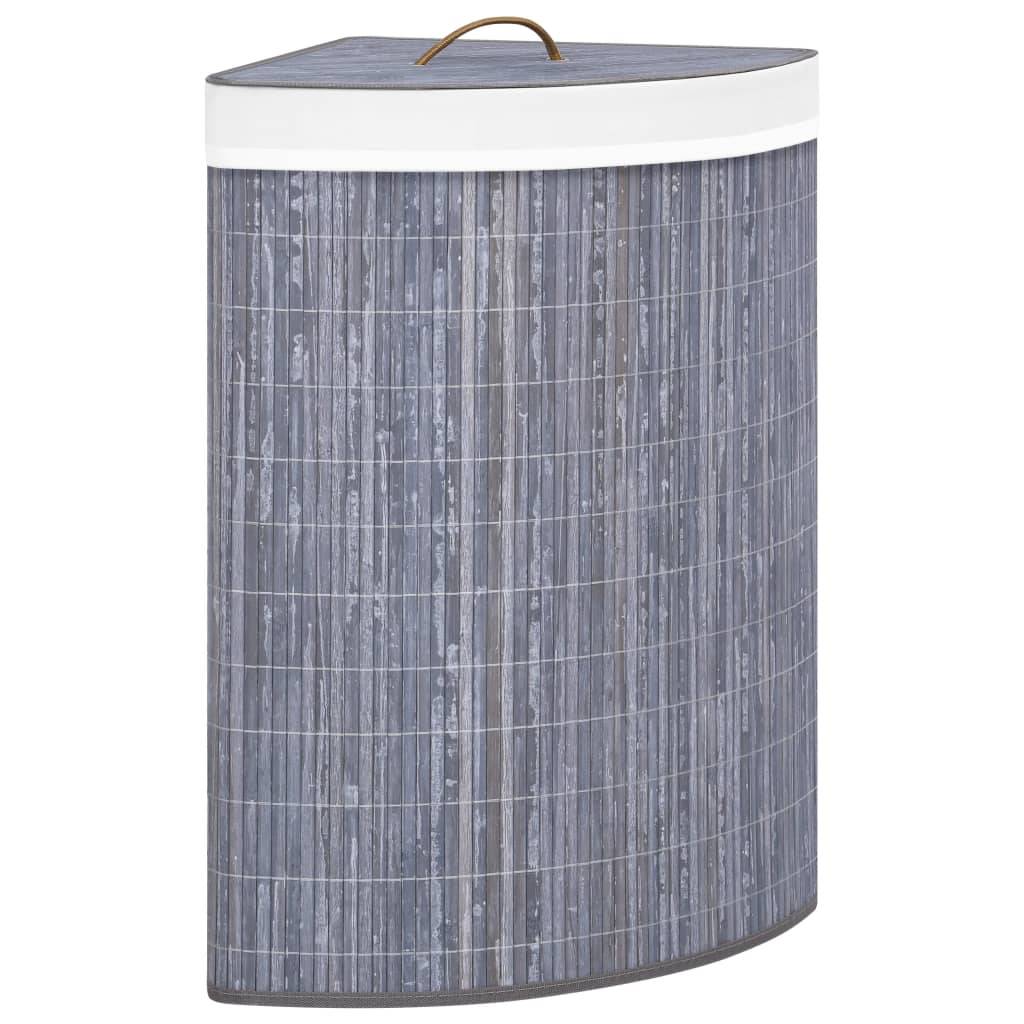 Eck-Wäschekorb Bambus Grau 60 L-0