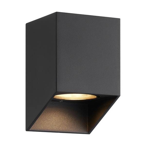 Nordlux Nico Wandleuchte Quadrat Aluminium Schwarz | Geeignet für 1x GU10