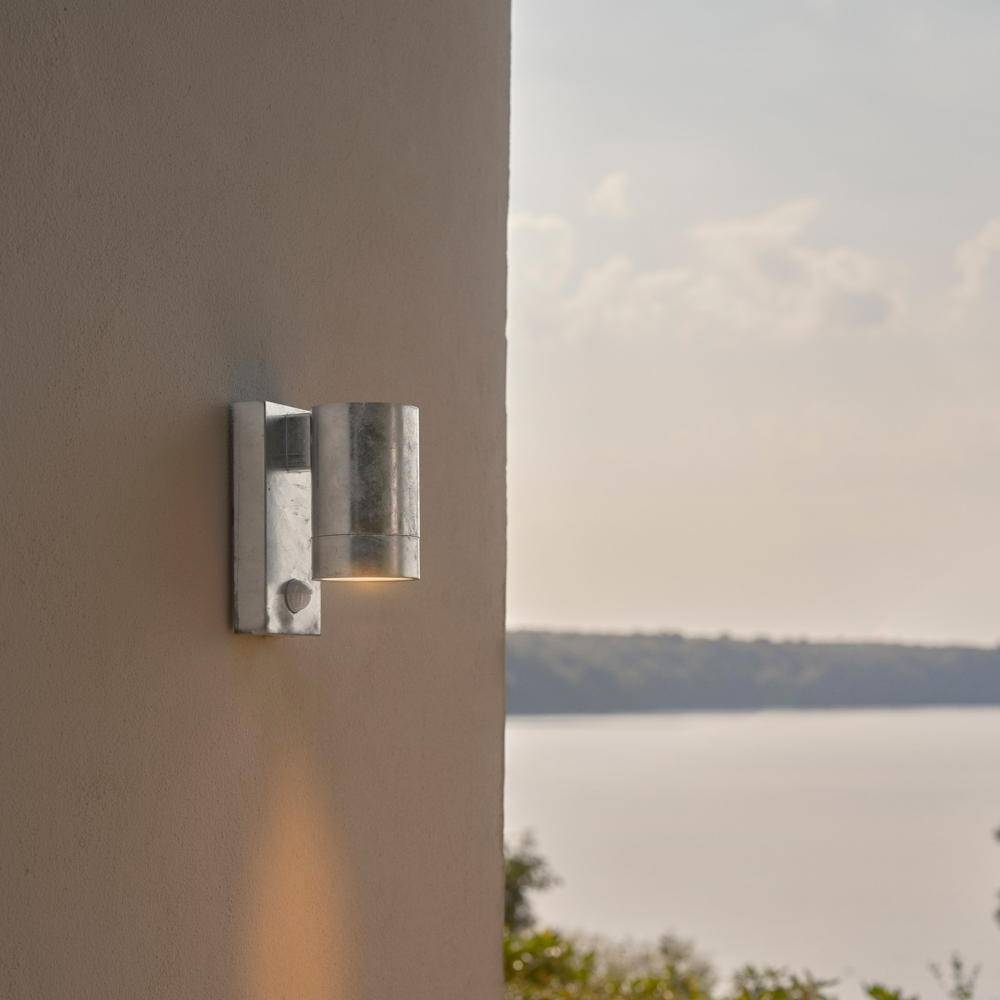 Nordlux Tin Wandleuchte Metall und Glas Grau | 76mm - IP54 - Geeignet für GU10 - Bewegungs- und L-0