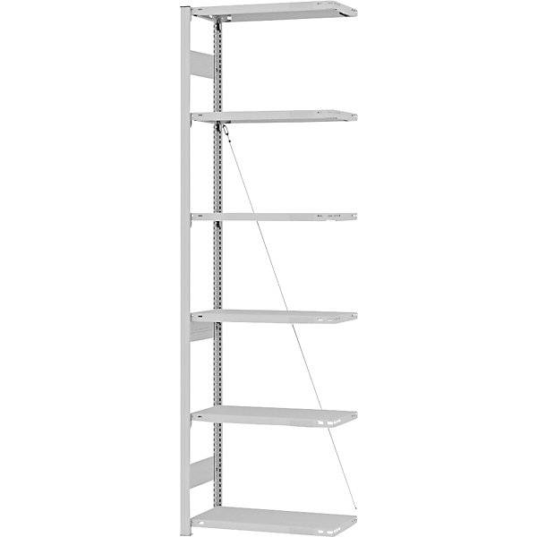 Schwerlast-Steckregal einseitig HxBxT 2500 x 750 x 300 mm grau Anbauregal. TAKKT Industrial & Packaging GmbH-0