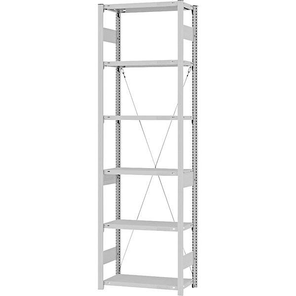 Schwerlast-Steckregal einseitig HxBxT 2500 x 750 x 300 mm grau Grundregal. TAKKT Industrial & Packaging GmbH-0