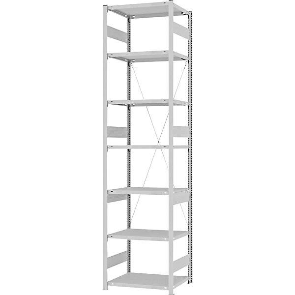 Schwerlast-Steckregal einseitig HxBxT 3000 x 750 x 500 mm grau Grundregal. TAKKT Industrial & Packaging GmbH