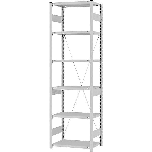 Schwerlast-Steckregal einseitig HxBxT 2500 x 750 x 400 mm grau Grundregal. TAKKT Industrial & Packaging GmbH