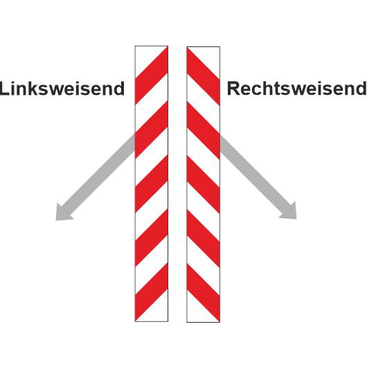 Warnmarkierung Flachprofil, Aluminium, rot/weiß, linksweisend, 100 x 980 mm-1
