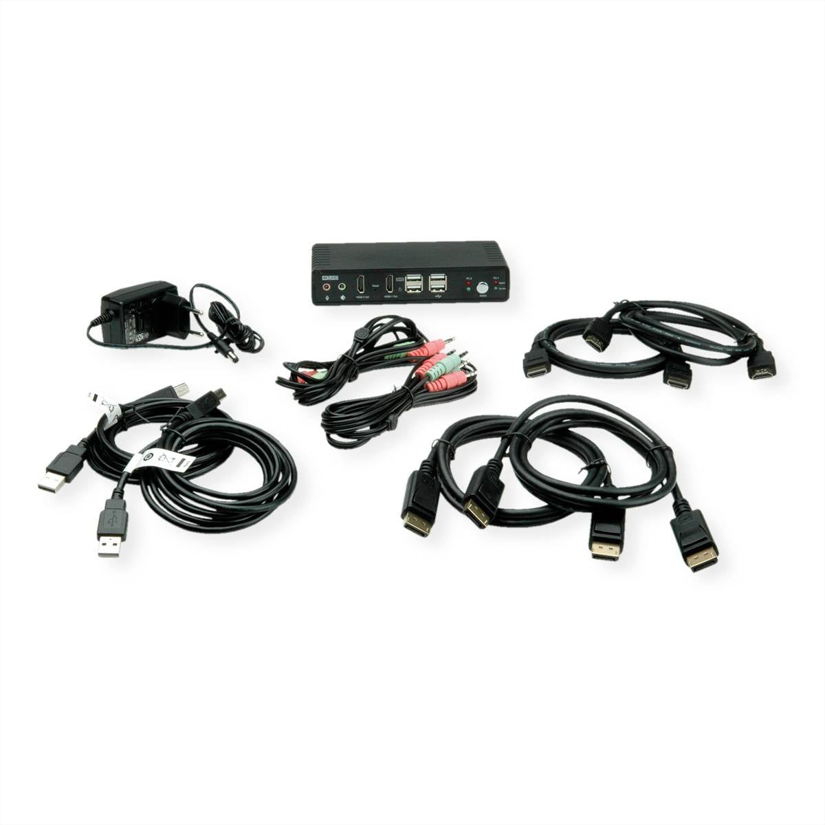 ROLINE KVM-Audio-Switch Dual Head HDMI 4K60, 1 User - 2 PC-4