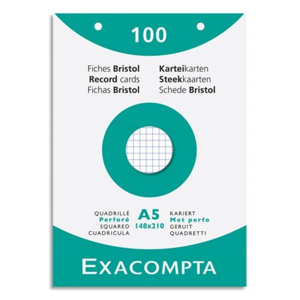 EXACOMPTA Karteikarten, DIN A5, kariert, weiß