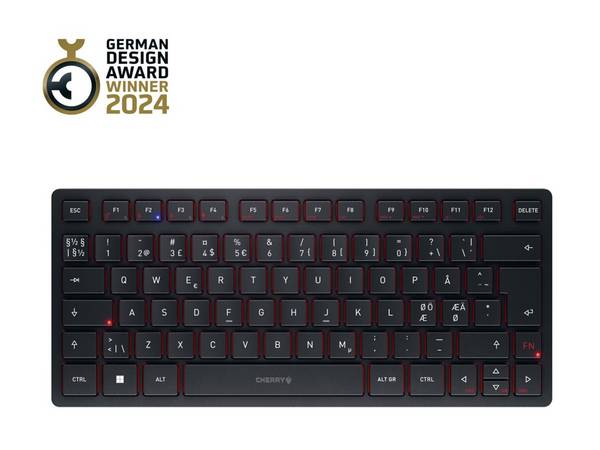 Cherry KW 9200 MINI, 75%, Verkabelt & Kabellos, USB + RF Wireless + Bluetooth, Scherenschalter, QWERTY, Schwarz