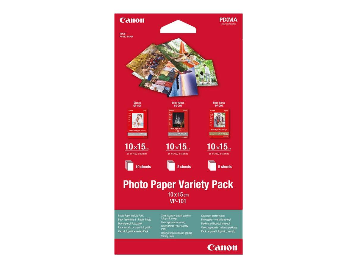 Canon Variety Pack VP-101 - 100 x 150 mm 15 Blatt Fotopapier-Kit - für PIXMA MG2-0