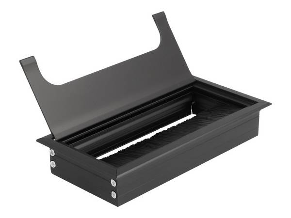 Delock Kabeldurchführung - Schwarz - for table mounting with brush 160 x 80 x 28