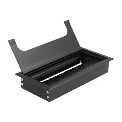 Delock Kabeldurchführung - Schwarz - for table mounting with brush 160 x 80 x 28-0