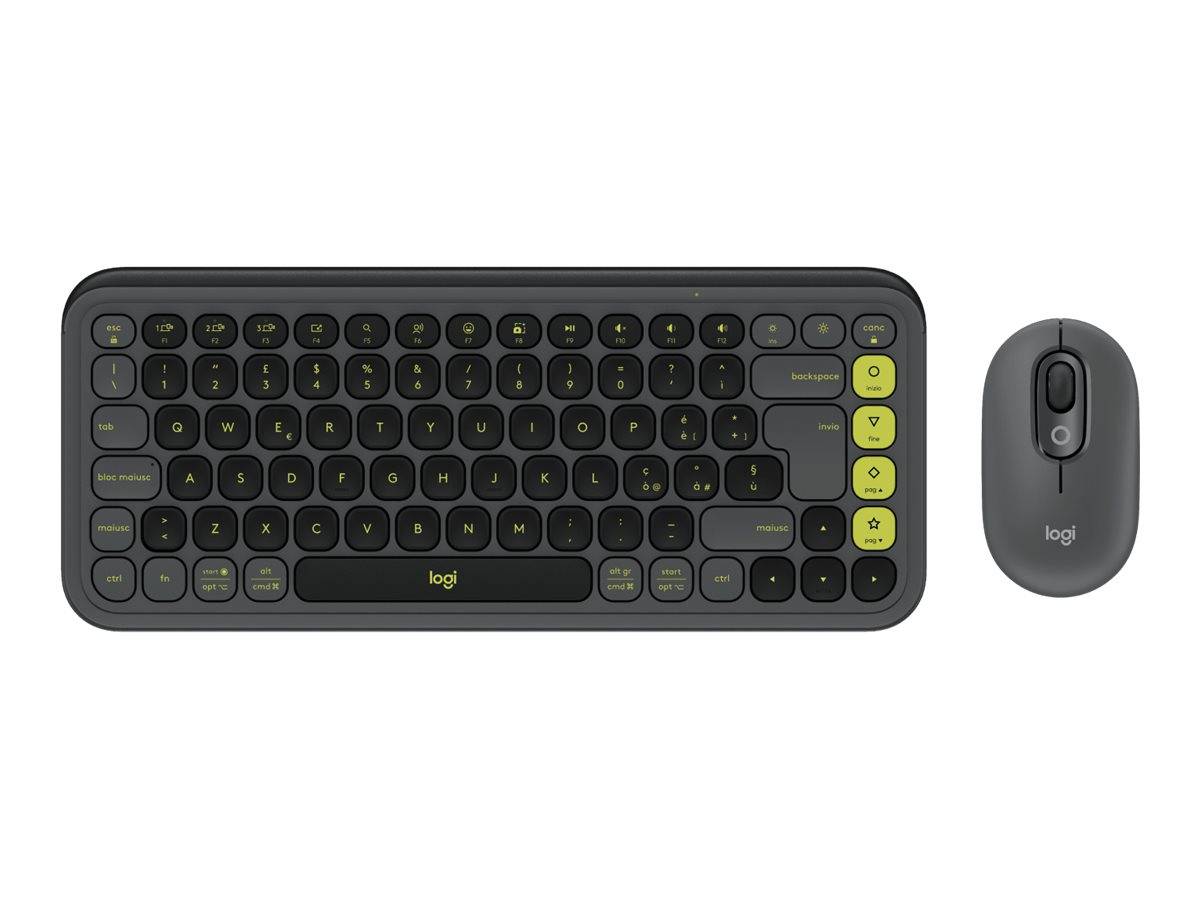 Logitech POP Icon Combo - Tastatur-und-Maus-Set - Bluetooth LE - Graphite - grün - TL: Italienisch, QWERTY-0