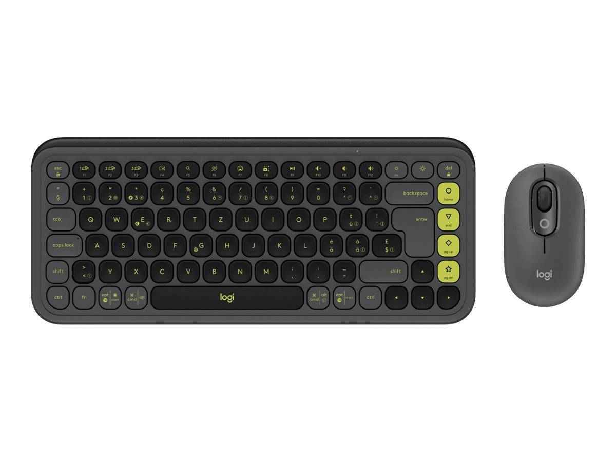 Logitech POP Icon Combo - Tastatur-und-Maus-Set - Bluetooth LE - Graphite - grün - TL: Schweiz, QWERTZ-0