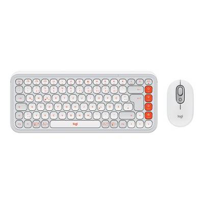 Logitech POP Icon Combo - Tastatur-und-Maus-Set - Bluetooth LE - Off White - orange - TL: Deutsch, QWERTZ-0