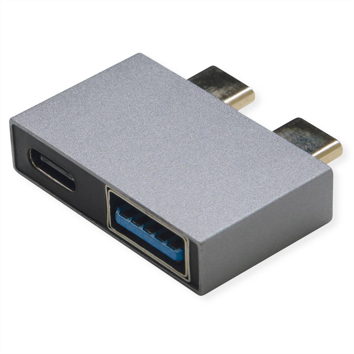 ROLINE USB 3.2 Gen 2 Adapter, 2x USB Typ C - 1x Typ A + 1x C, ST/BU, silberfarben-0