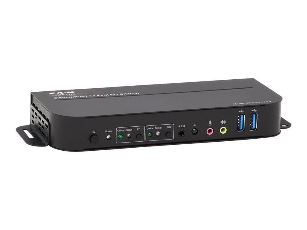 Tripp DisplayPort USB KVM Switch 2-Port 4K 60Hz HDR DP 1.4 USB Cables - KVM-/Aud-0