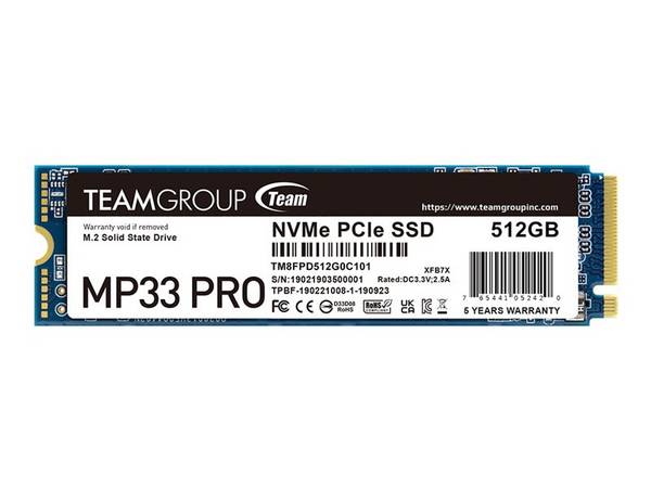 Team Group MP33 Pro - SSD - 512 GB - intern - M.2 2280 - PCIe 3.0 x4 (NVMe)