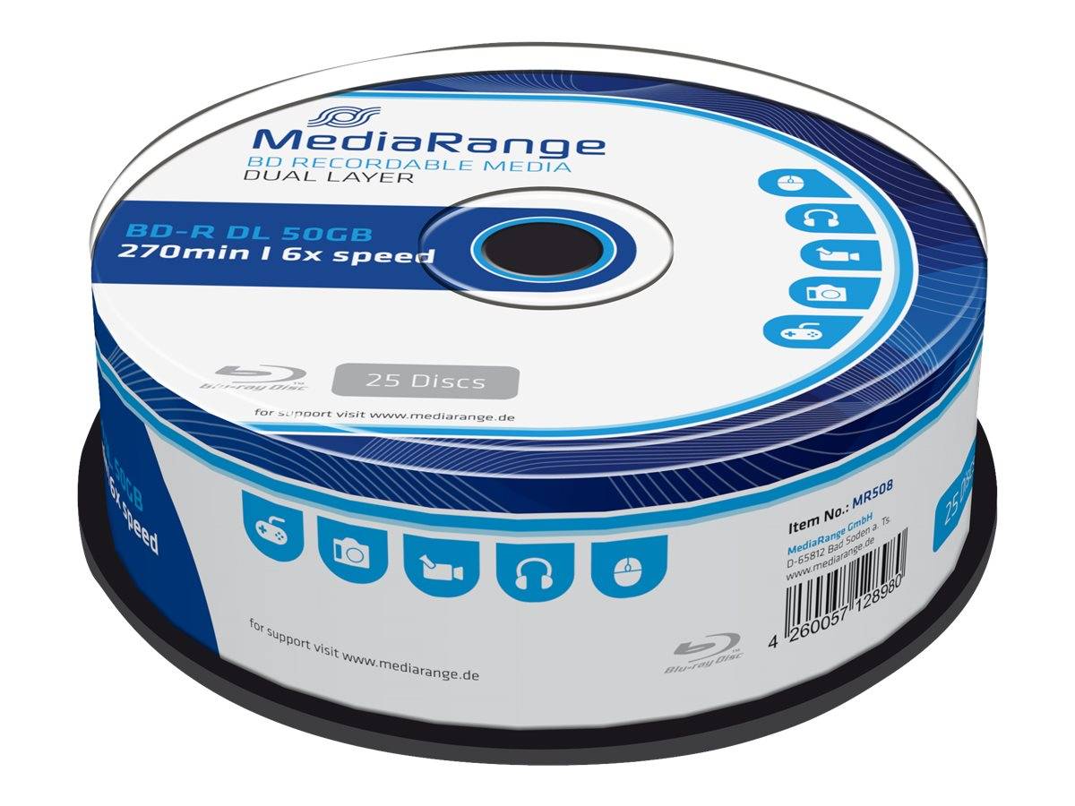 MEDIARANGE 25 x BD-R - 50 GB 6x - Spindel-0