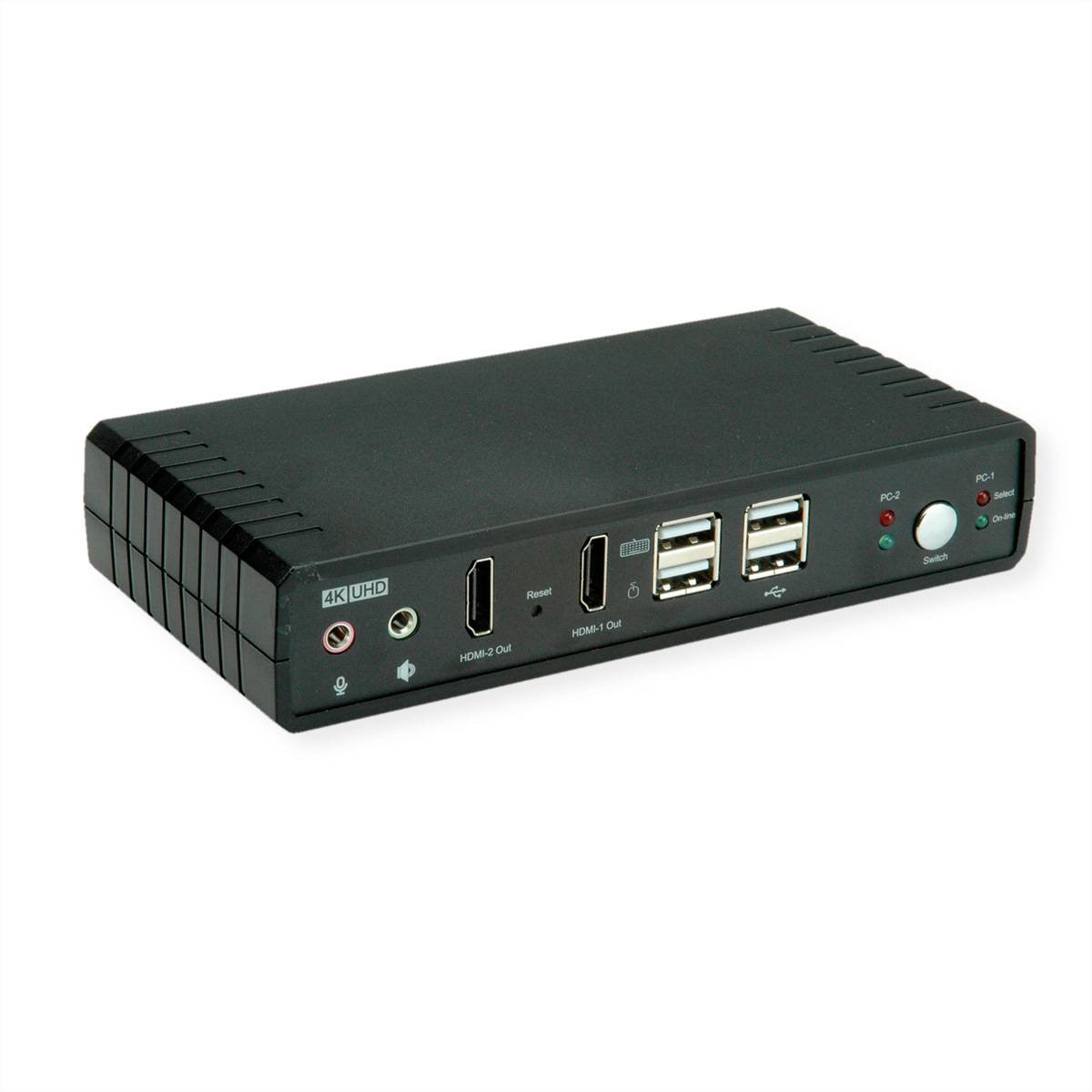 ROLINE KVM-Audio-Switch Dual Head HDMI 4K60, 1 User - 2 PC-0