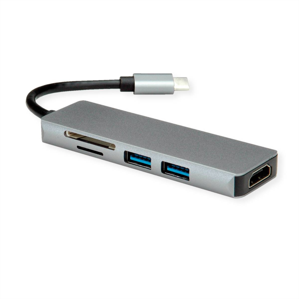 ROLINE Dockingstation USB Typ C, 4K HDMI, 2x USB3.2 Gen1 (Typ A), SD/MicroSD-0
