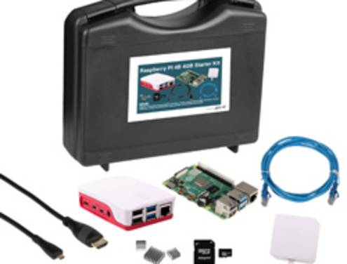 Raspberry Pi Board Pi 4B/4GB Full Kit+Gehäuse Weiss/Rot