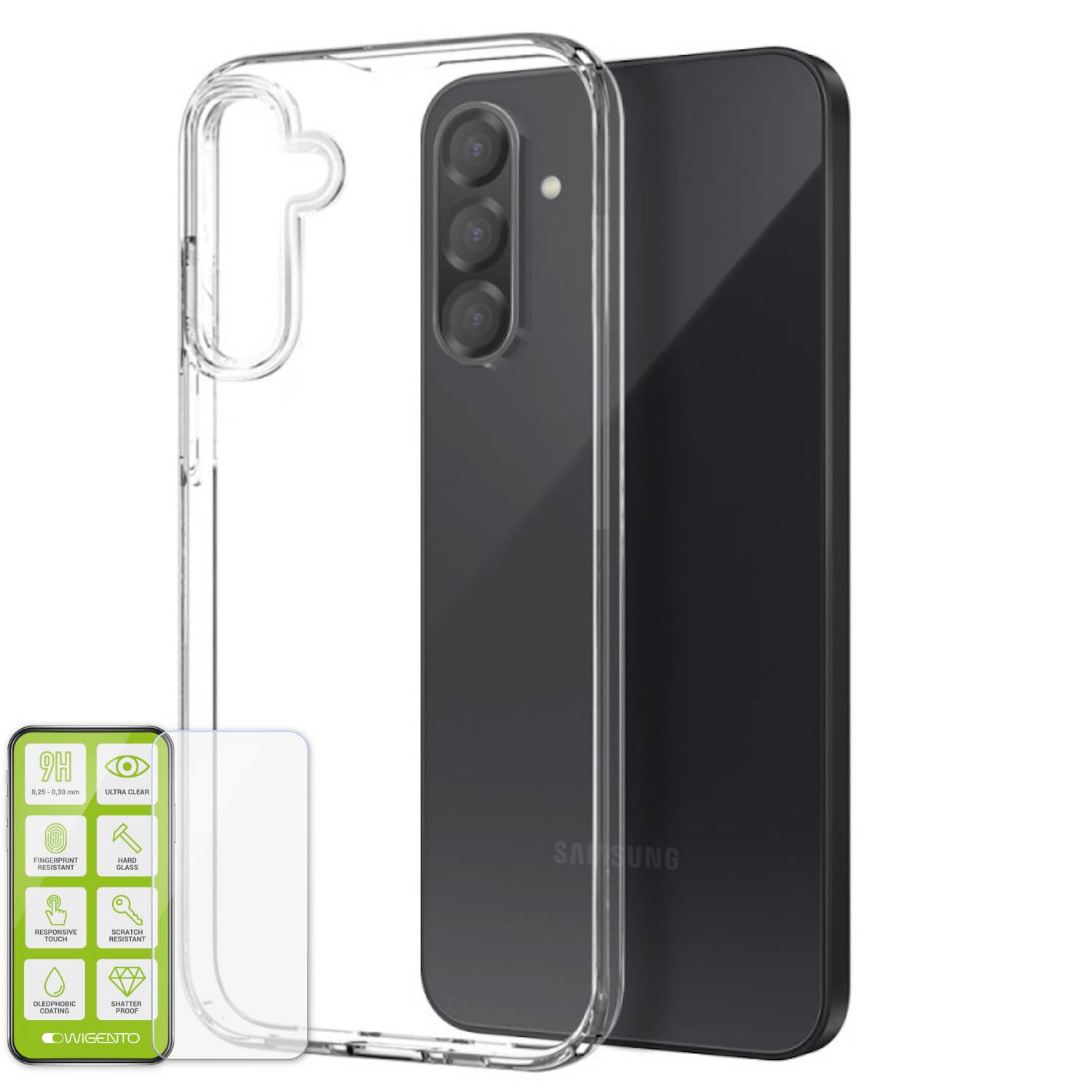 Für Samsung Galaxy A56 / A36 Silikon TPU Schutz Hülle Transparent + H9 Hart Glas-0
