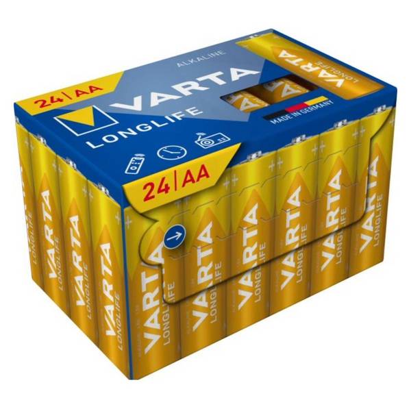 VARTA Batterie Longlife Alkaline AA Mignon LR6 1.5V CUBEPACK=24Stk