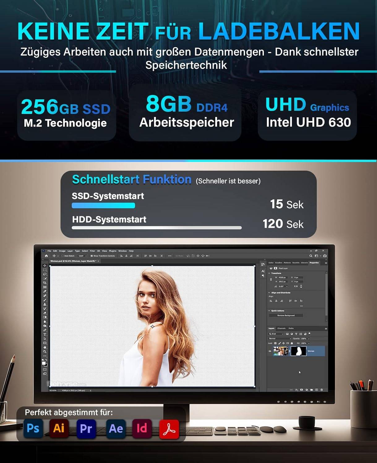 Greed - Desktop PC - Basic V2 | Intel Core i5 10400 | Computer für Büro | 8GB RAM | 256GB SSD | WLAN | Win 11 Pro-4