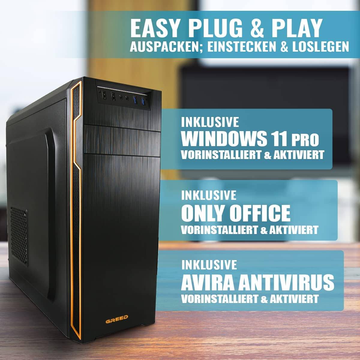 Greed - Desktop PC - Basic 7 | Intel Core i5 6500 | Computer für Büro | 8GB RAM | 512GB SSD | WLAN | Win 11 Pro-1