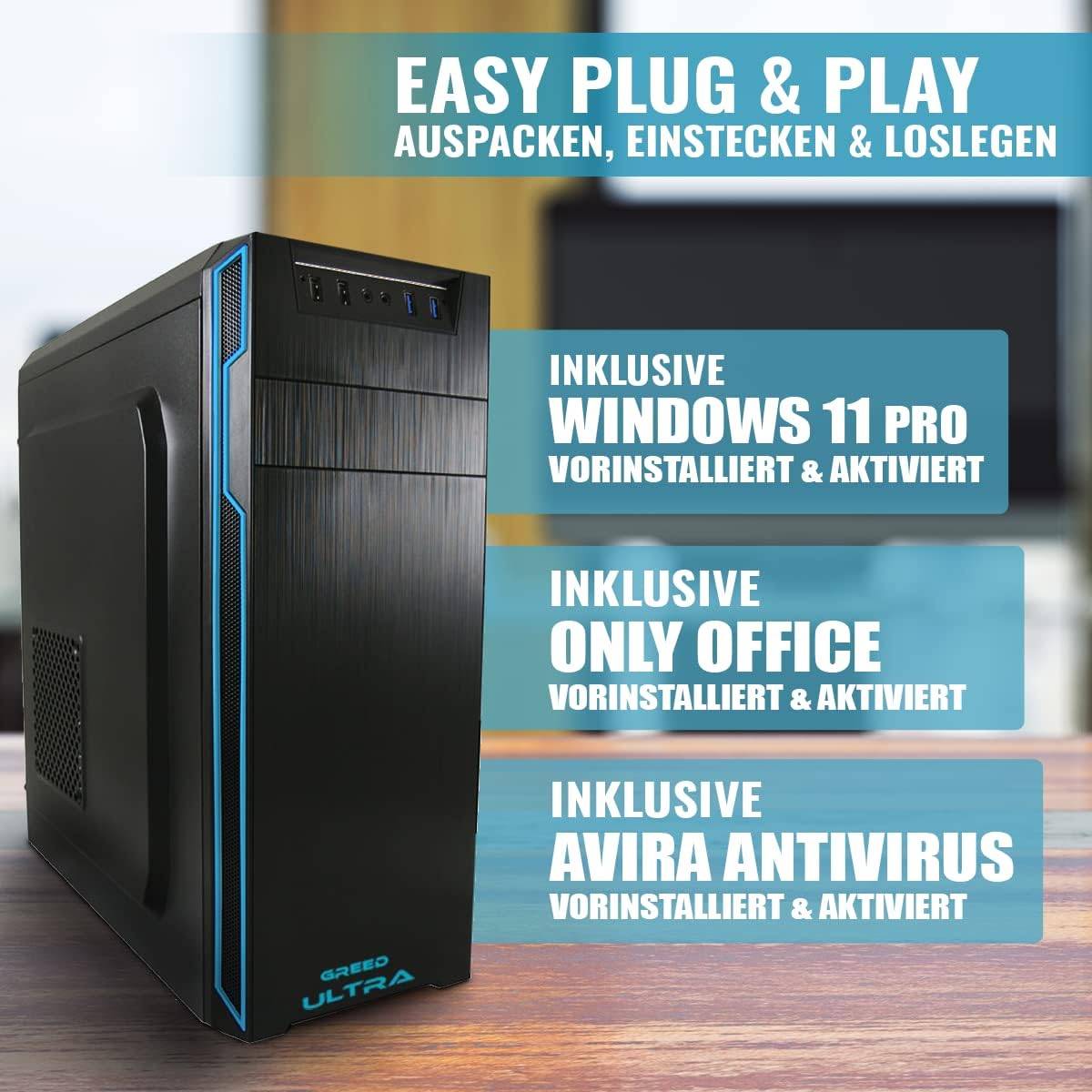 Greed - Desktop PC - Ultra 7 | Intel Core i7 6700 | Computer für Büro | 16GB RAM | 1TB SSD | 1TB HDD | WLAN | W11 Pro-1