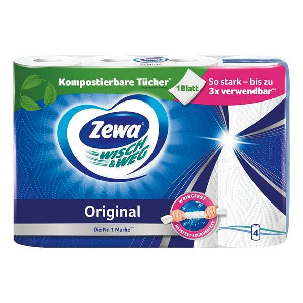 ZEWA Küchenrollen »WISCH&WEG Original« 2 lagig, 4 Rollen