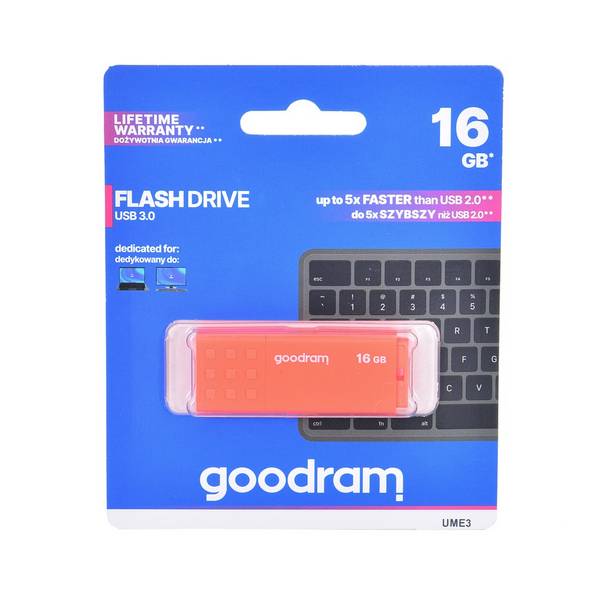 GoodRam UME3 - 16 GB - USB Typ-A - 3.2 Gen 1 (3.1 Gen 1) - 60 MB/s - Kappe -
