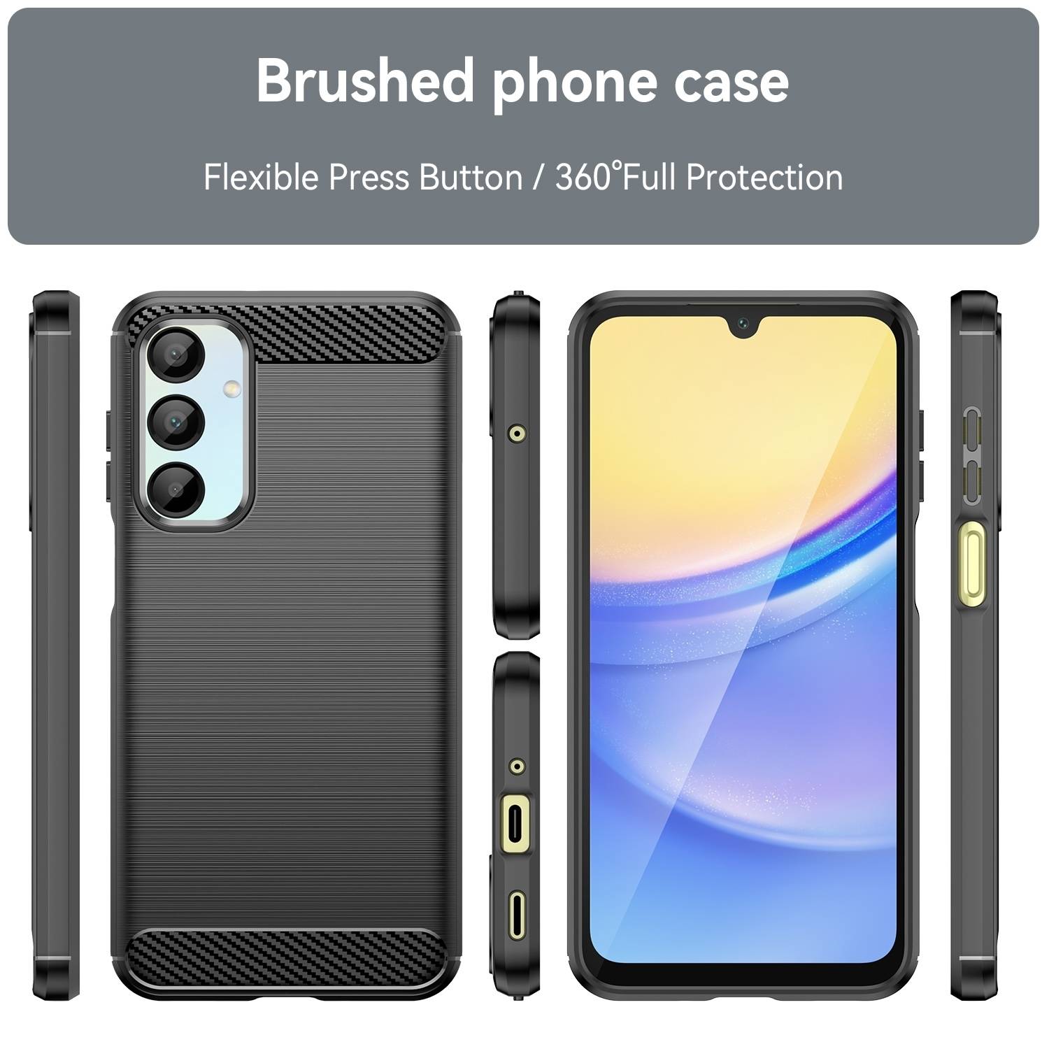 Für Samsung Galaxy A56 / A36 Carbon Brushed Design Textur TPU Hülle Schwarz-1
