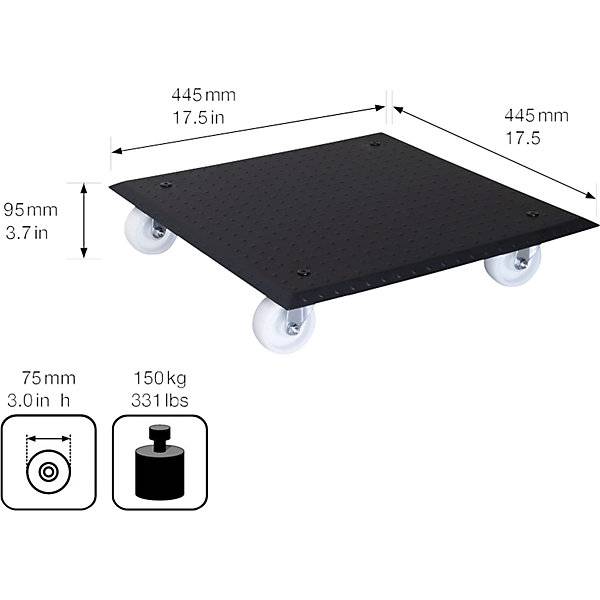Pflanzenroller Alu ALASKA Tragfähigkeit 100 kg LxB 450 x 450 mm schwarz. Wagner System GmbH 83387349-1
