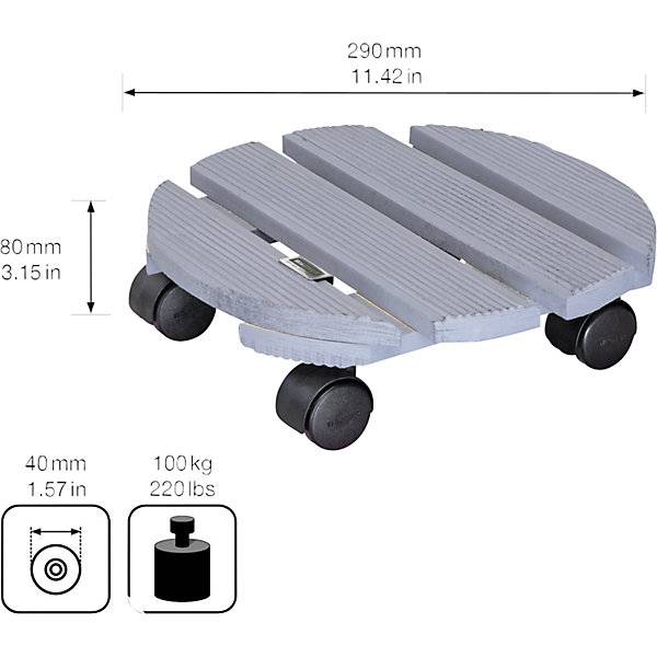 Pflanzenroller CREO Tragfähigkeit 100 kg Massivholz Ø 290 mm Rad-Ø 40 mm VE 2 Stk. Wagner System GmbH-1