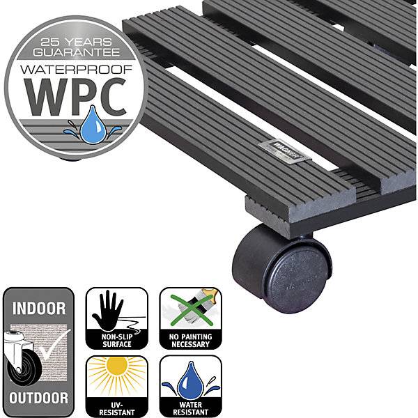 Pflanzenroller WPC Tragfähigkeit 60 kg LxB 290 x 290 mm anthrazit VE 2 Stk. Wagner System GmbH 83390649-3