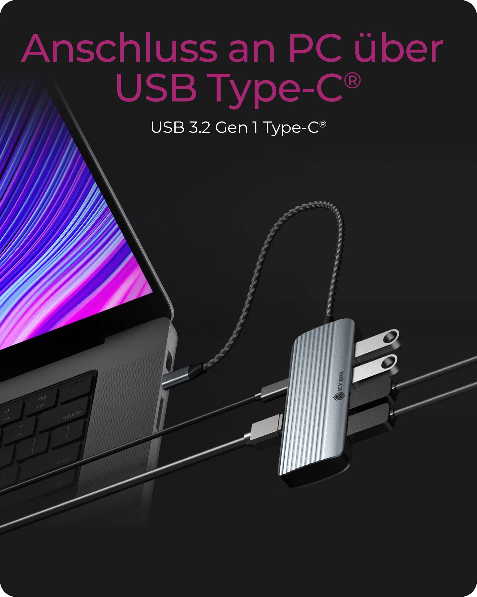 IB-DK4022a-CPD, 6 in 1 Docking station, 1x HDMI 4K60Hz, 4x USB Type-A 5 Gbit/s, 1x USB Type-C for PD 3.0 max 100W-4