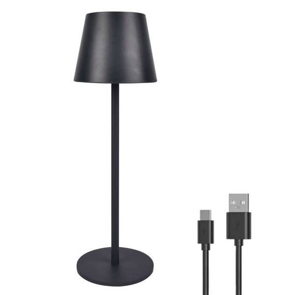 LUXULA LED Akku Tischlampe dimmbar mit CCT Funktion wiederaufladbare Tischleuchte in schwarz