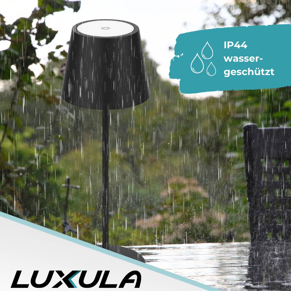 LUXULA LED Akku Tischlampe dimmbar mit CCT Funktion wiederaufladbare Tischleuchte in schwarz-3