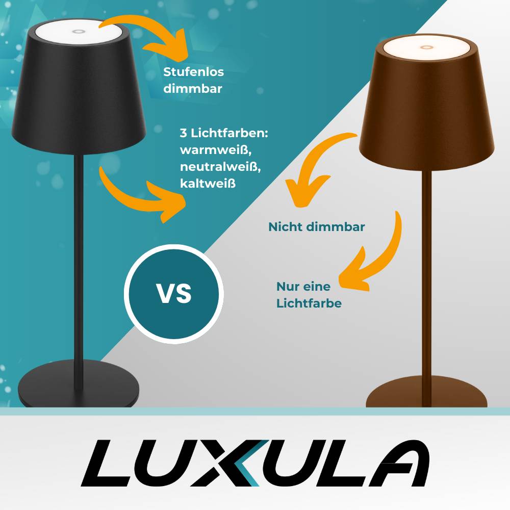 LUXULA LED Akku Tischlampe dimmbar mit CCT Funktion wiederaufladbare Tischleuchte in schwarz-4