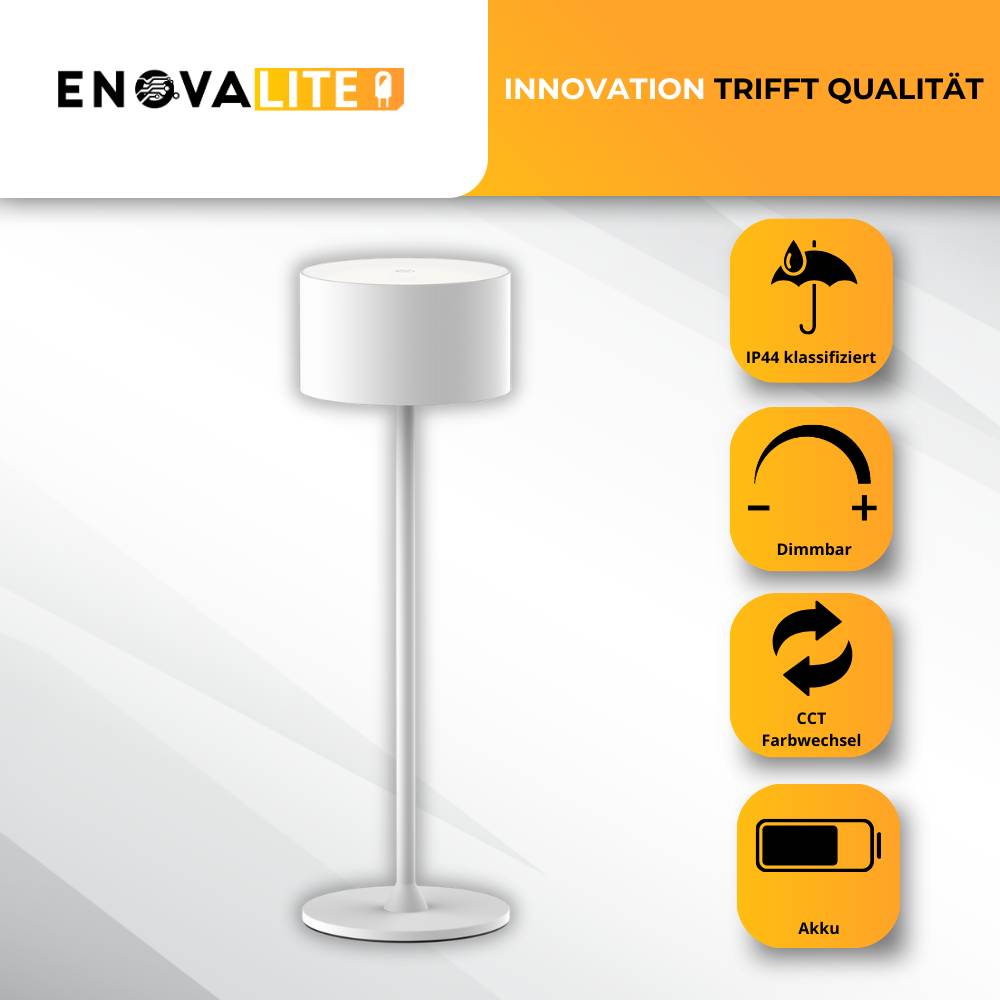 ENOVALITE Akku Tischleuchte LED Tischlampe dimmbar mit CCT Up- und Downlight Schreibtischleuchte in weiß USB-C-1