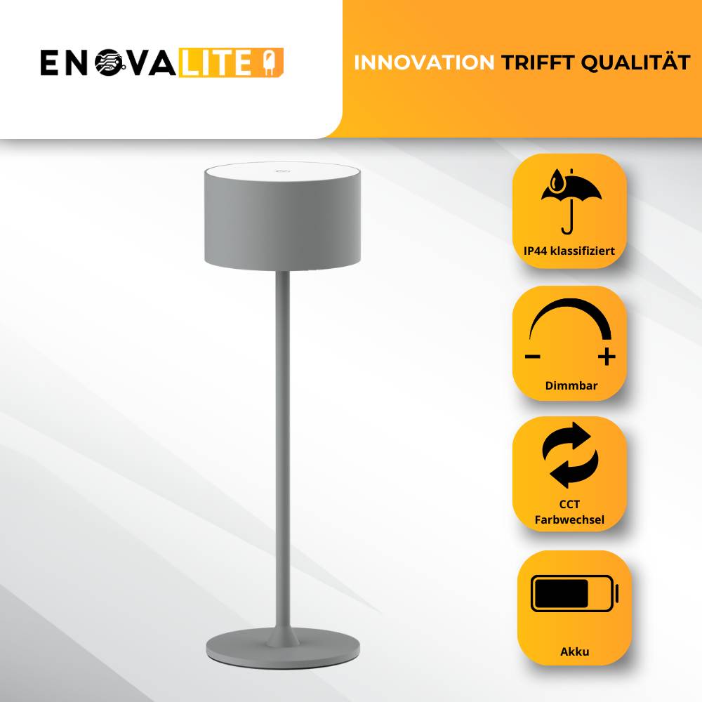 ENOVALITE Akku Tischleuchte LED Tischlampe dimmbar mit CCT Up- und Downlight Schreibtischleuchte in grau USB-C-1