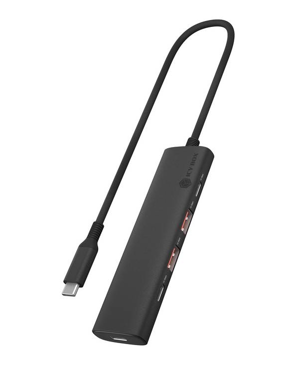 IB-HUB1437-CPD, 4-Port USB 3.2 Gen 2 Hub, 10 Gbit/s, 2x Type-C® + 2x Type-A, 1x USB PD 100 W, 30cm Cable