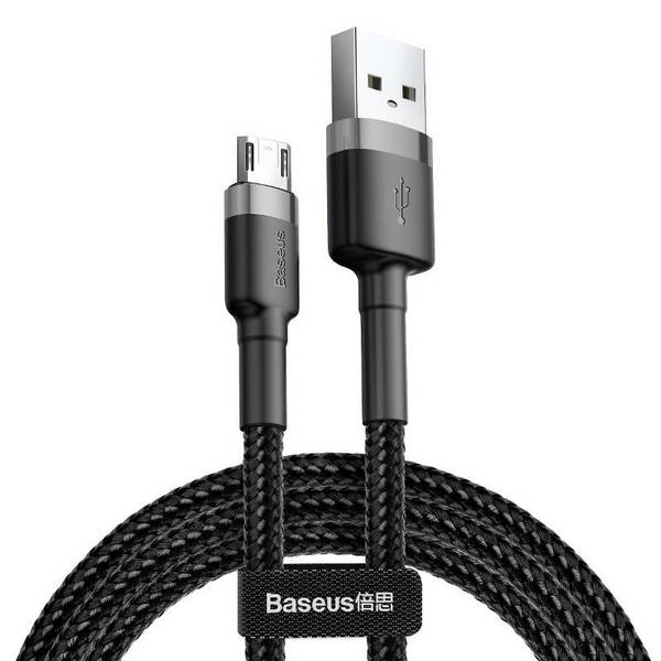 Baseus - CAMKLF-BG1 - USB-zu-Micro-USB-Kabel Baseus Cafule 2,4 A 1 m (grau-schwarz)