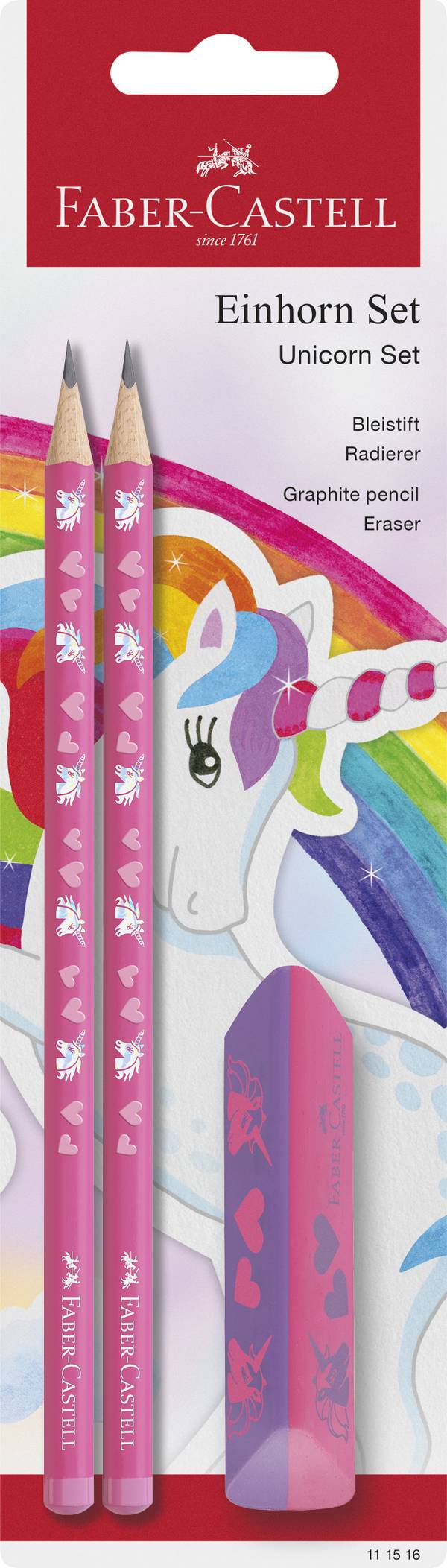 FABER-CASTELL Schreibset Einhorn, pink, 3-teilig