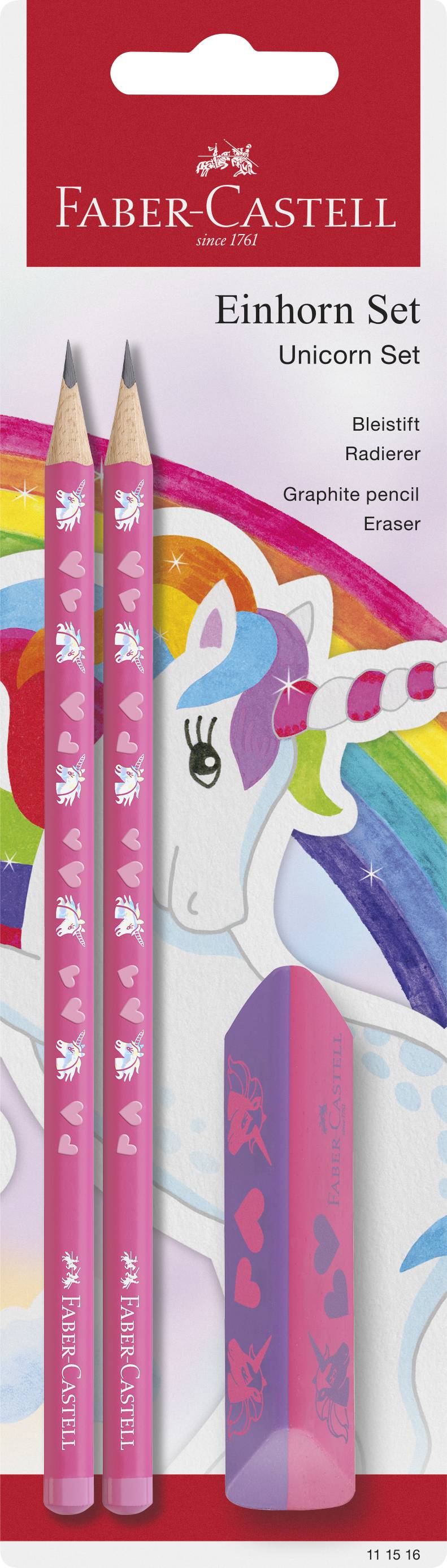 FABER-CASTELL Schreibset Einhorn, pink, 3-teilig-0